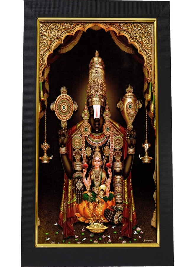 101Temples 101 Temples - Divinity Eternity Spirituality - Venkateswara Swamy|Tirupati Balaji Lakshmi God Wood Rectangular Photo Frame - 13 X 10 Inches, Wall Mount, Multi-Coloured - Image 1